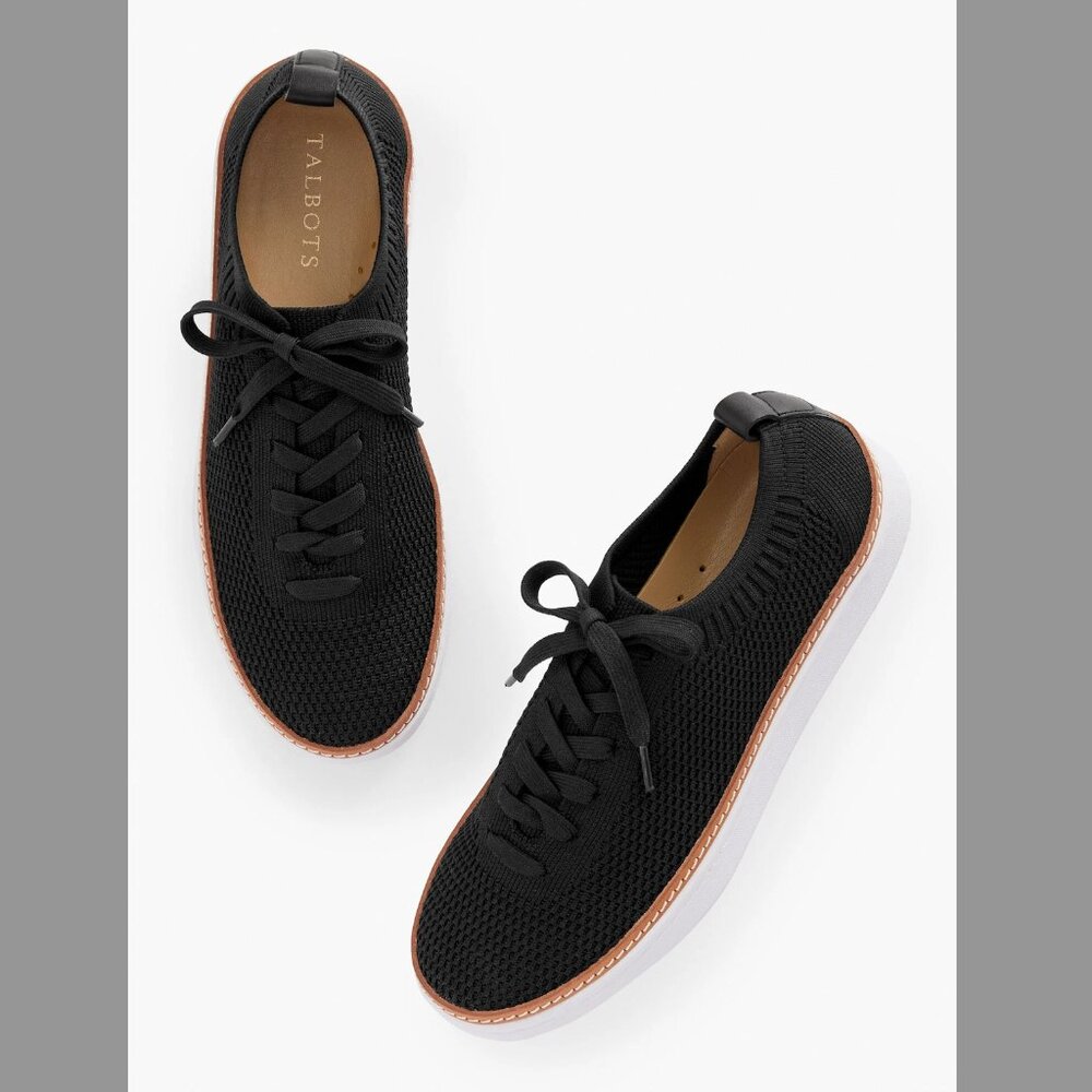 Talbots Black Brittany Knit Sneakers NWT